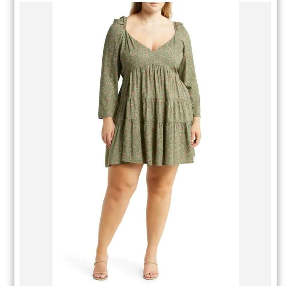 Fourteenth Place Floral Tiered Long Sleeve Mini Dress - Picture 2 of 7